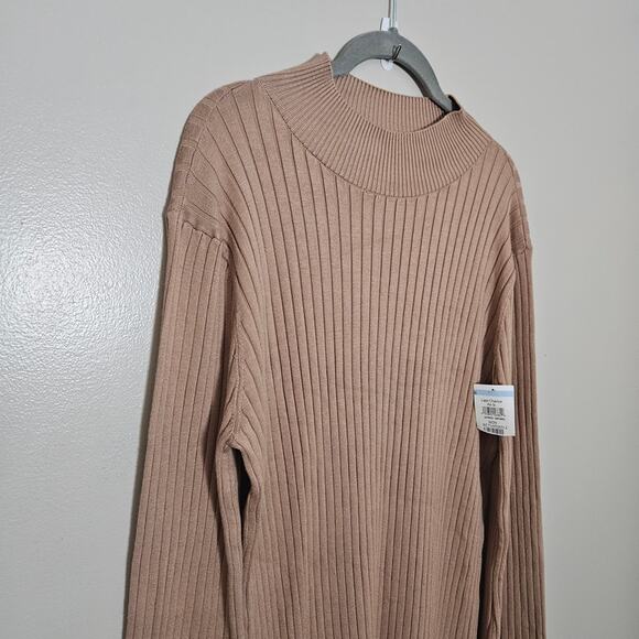 NWT Halogen Mock Neck Ribbed Long Sleeve Sweater Dress XL in Camel - Picture 5 of 13